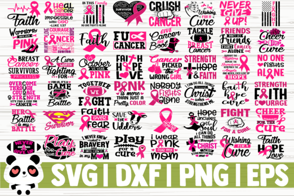 50 Breast Cancer Awareness Quotes Graphics & Illustrations Bundle