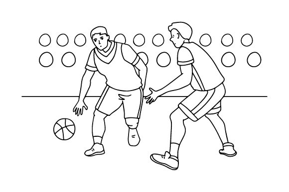 Basketball Game Coloring Page for Kids Crafts