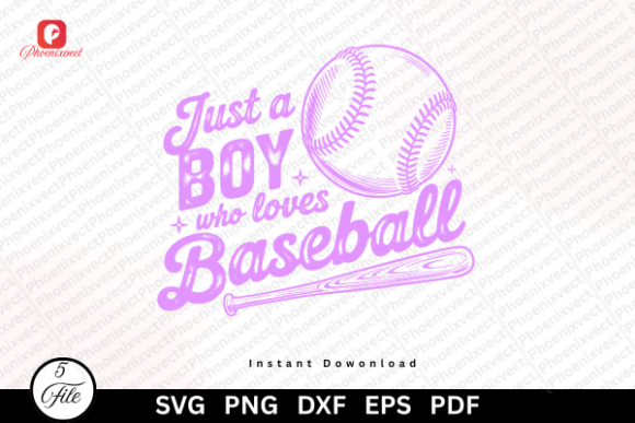 Just a Boy Who Loves Baseball PNG SVG: Vintage Baseball Graphics for Local Branding