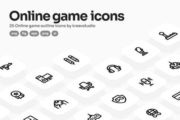 Online Game Line Icons: Graphics & Icons for Crafters and Handmade Sellers