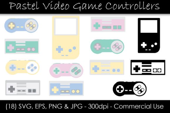 Pastel Video Game Controller Clipart: Modern Graphics for Playful Branding & Marketing