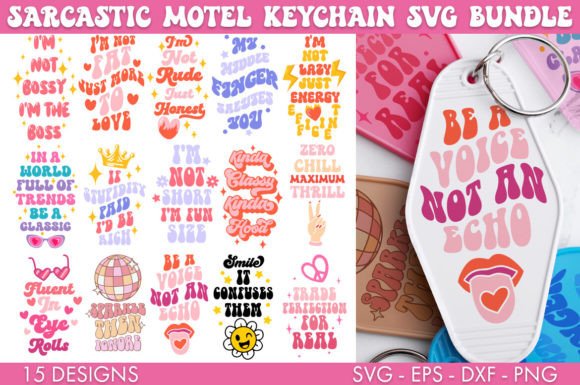 Sarcastic Motel Keychain SVG Bundle: Crafty Graphics for Bold Branding
