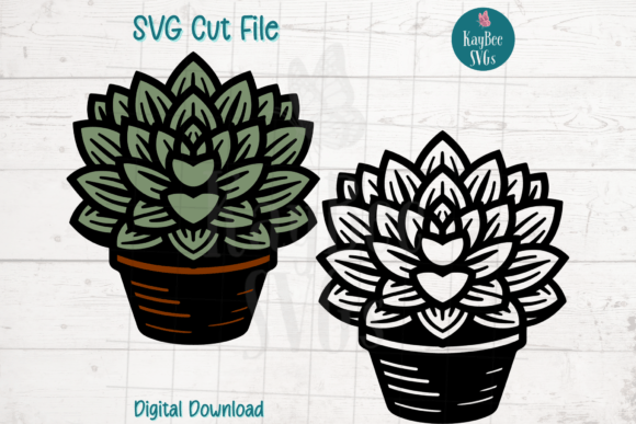 Succulent Plant Potted SVG Cut Files for Crafts & Digital Graphics